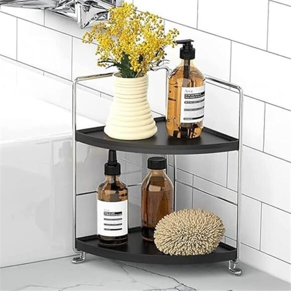 Kitchen Spice Rack Standing Shelf, 2-Tier Corner Storage Shelf, Bathroom - Picture 8 of 8